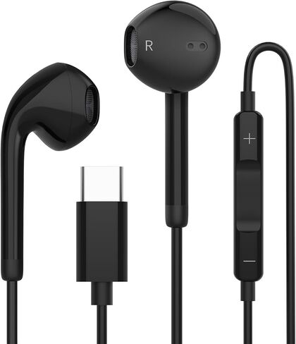 USB C Headphones for iPhone 16 15, Wired Headphones USBC for iPad Pro Air Mini, iPad 10th, MacBook, Type C Earbuds for Samsung, Google Pxiel, Earphones for Lenovo, Dell, Microphone, Volume Control in Kuwait