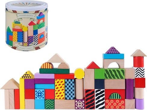 Counting Sorting Cube Blocks, 102 Pack 1 Inch Colorful Square Wooden Blocks, Colored Unfinished Wood Building Block, Puzzle Making and DIY Craft Stacking Blocks Toys for Kids Adults Classroom in Kuwait