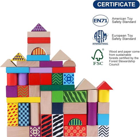 Counting Sorting Cube Blocks, 102 Pack 1 Inch Colorful Square Wooden Blocks, Colored Unfinished Wood Building Block, Puzzle Making and DIY Craft Stacking Blocks Toys for Kids Adults Classroom in Kuwait