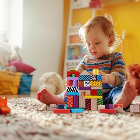 Counting Sorting Cube Blocks, 102 Pack 1 Inch Colorful Square Wooden Blocks, Colored Unfinished Wood Building Block, Puzzle Making and DIY Craft Stacking Blocks Toys for Kids Adults Classroom in Kuwait