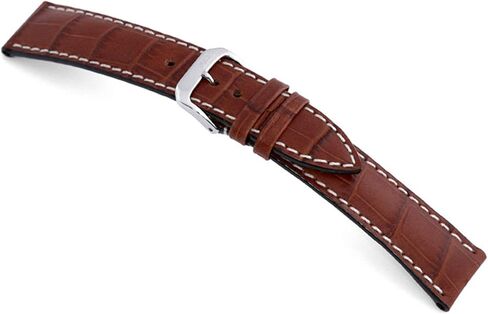 RIOS1931 New Orleans - Genuine Embossed Leather Watch Band with Gator Print and White Stitching in Kuwait