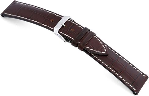 RIOS1931 New Orleans - Genuine Embossed Leather Watch Band with Gator Print and White Stitching in Kuwait