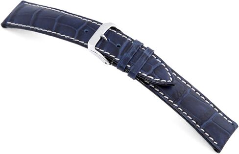 RIOS1931 New Orleans - Genuine Embossed Leather Watch Band with Gator Print and White Stitching in Kuwait