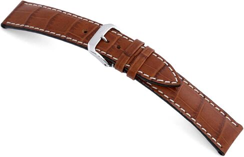 RIOS1931 New Orleans - Genuine Embossed Leather Watch Band with Gator Print and White Stitching in Kuwait