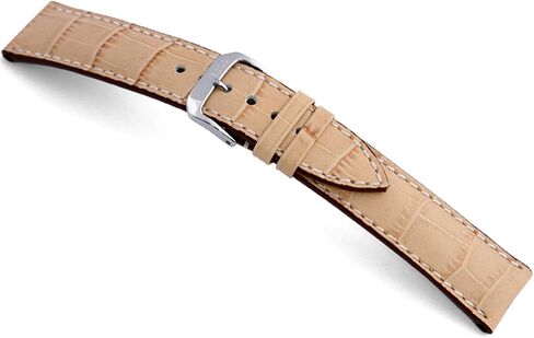 RIOS1931 New Orleans - Genuine Embossed Leather Watch Band with Gator Print and White Stitching in Kuwait