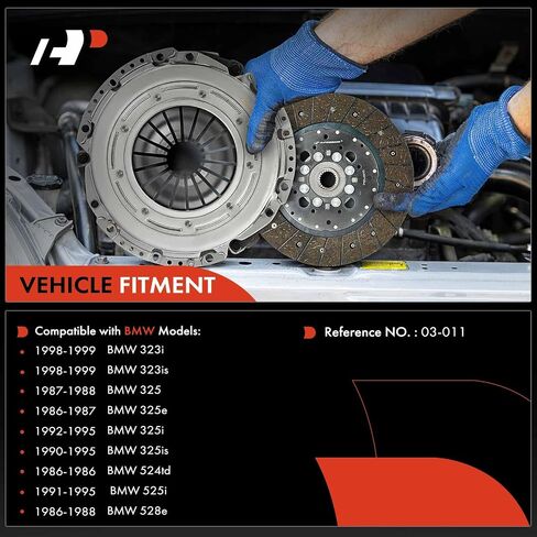 A-Premium Transmission Clutch Kit متوافق مع BMW 323i 1998-1999 ، 323is 1998-1999 ، 325 1987-1988 ، 325e 1986-1987 ، 325i 1992-1995 ، 325is 1990-1995 ، 524td 1986 ، 525i 1991-1995 ، 528e in Saudi Arabia
