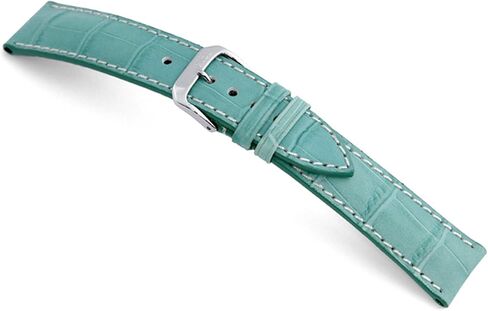 RIOS1931 New Orleans - Genuine Embossed Leather Watch Band with Gator Print and White Stitching in Kuwait