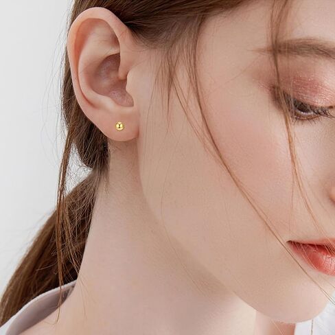 KECHO 18K Real Yellow Gold Ball Stud Earrings Solid Gold Ball Stud Earrings for Women in Saudi Arabia
