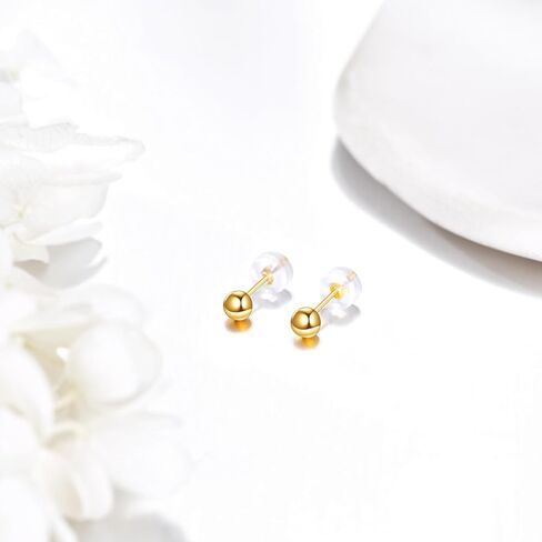 KECHO 18K Real Yellow Gold Ball Stud Earrings Solid Gold Ball Stud Earrings for Women in Saudi Arabia