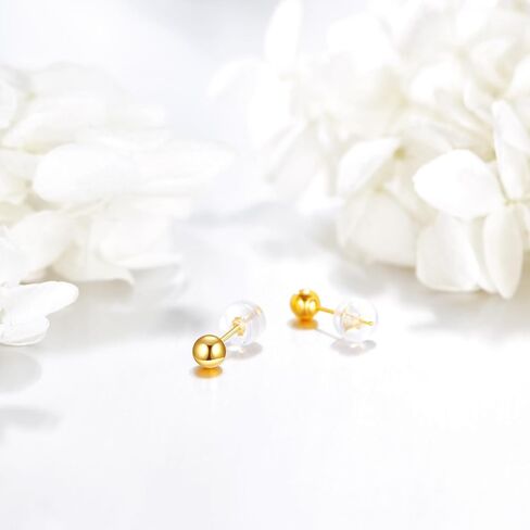 KECHO 18K Real Yellow Gold Ball Stud Earrings Solid Gold Ball Stud Earrings for Women in Saudi Arabia