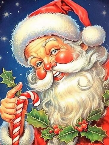 Skryuie 5D Santa Claus Diamond Painting Kits 16 × 20 بوصة - مجموعات فن الماس DIY للبالغين عيد الميلاد ، تدريبات مستديرة كاملة - غرزة Crystal Cross - Carns Craft for Wall & Office Decor in Kuwait