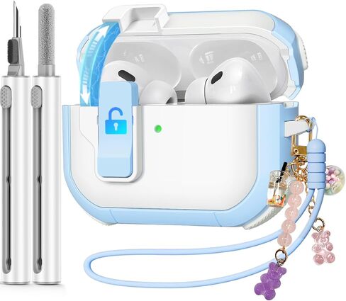 حافظة لجهاز AirPods Pro الجيل الثاني/الأول مع مجموعة أدوات تنظيف، حافظة قفل آمنة Ekoonpft لهاتف Apple Airpod Pro 2&1 Gen مع حزام معصم من السيليكون وسلسلة مفاتيح حلوى لطيفة للنساء، أرجواني in Saudi Arabia