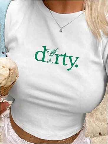 SweatyRocks Women's Tequila Print Y2k Slim Fit Crop Top Slogan Graphic Cute Short Sleeve T Shirts in Saudi Arabia