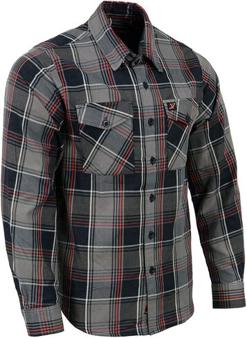 Milwaukee Leather MNG11658 Men's Black and Grey with Red Long Sleeve Cotton Flannel Shirt in Saudi Arabia