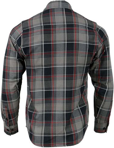 Milwaukee Leather MNG11658 Men's Black and Grey with Red Long Sleeve Cotton Flannel Shirt in Saudi Arabia