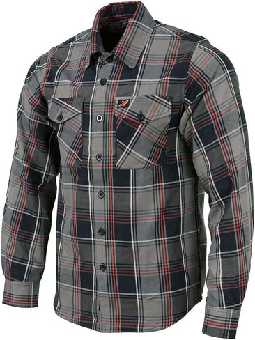 Milwaukee Leather MNG11658 Men's Black and Grey with Red Long Sleeve Cotton Flannel Shirt in Saudi Arabia