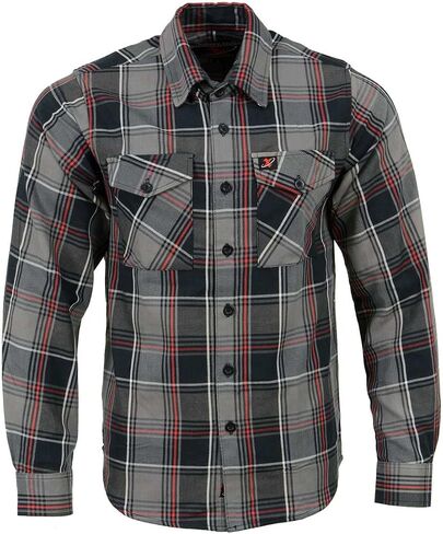 Milwaukee Leather MNG11658 Men's Black and Grey with Red Long Sleeve Cotton Flannel Shirt in Saudi Arabia