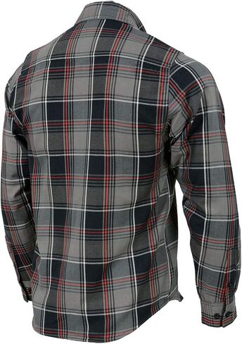 Milwaukee Leather MNG11658 Men's Black and Grey with Red Long Sleeve Cotton Flannel Shirt in Saudi Arabia