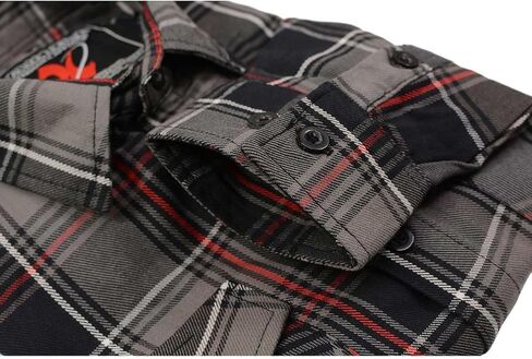 Milwaukee Leather MNG11658 Men's Black and Grey with Red Long Sleeve Cotton Flannel Shirt in Saudi Arabia