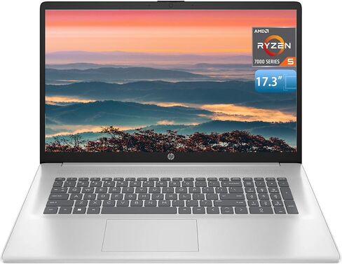 HP 17 Laptop, 17.3" FHD Display, 32GB RAM, 1TB SSD, AMD Ryzen 5 Processor(Beats i7-1165G7, Up to 4.3GHz), Webcam, Numeric Keypad, Long Battery Life, Windows 11 Home, Alpacatec Accessories, Silver in Saudi Arabia