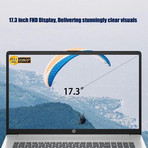 HP 17 Laptop, 17.3" FHD Display, 32GB RAM, 1TB SSD, AMD Ryzen 5 Processor(Beats i7-1165G7, Up to 4.3GHz), Webcam, Numeric Keypad, Long Battery Life, Windows 11 Home, Alpacatec Accessories, Silver in Saudi Arabia
