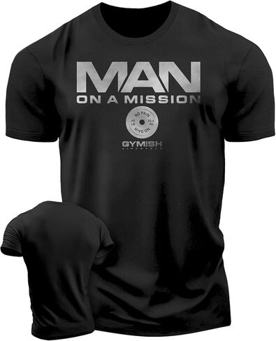 Man on Mission Workout Shirts for Men, Motivational Gym Funny Lifting T-Shirts in Saudi Arabia