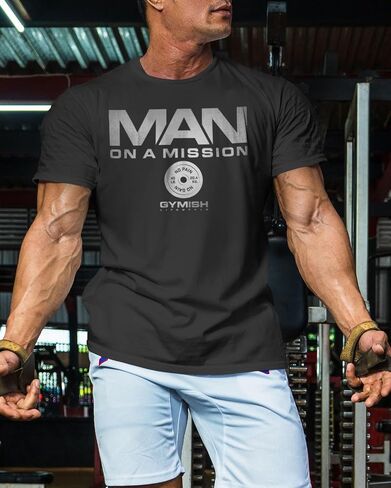 Man on Mission Workout Shirts for Men, Motivational Gym Funny Lifting T-Shirts in Saudi Arabia