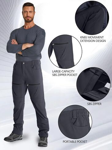 Mens Winter Snow Pants, Fleece Lined Waterproof Insulated Men's Ski Pants For Cold Weather, Outdoor Soft-Shell Snowboard Pant in Saudi Arabia