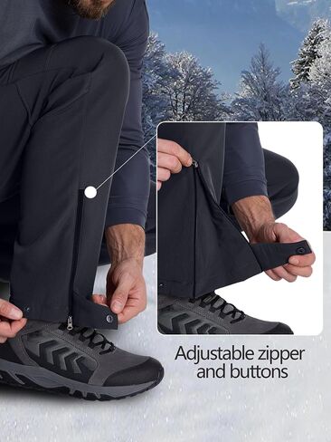Mens Winter Snow Pants, Fleece Lined Waterproof Insulated Men's Ski Pants For Cold Weather, Outdoor Soft-Shell Snowboard Pant in Saudi Arabia