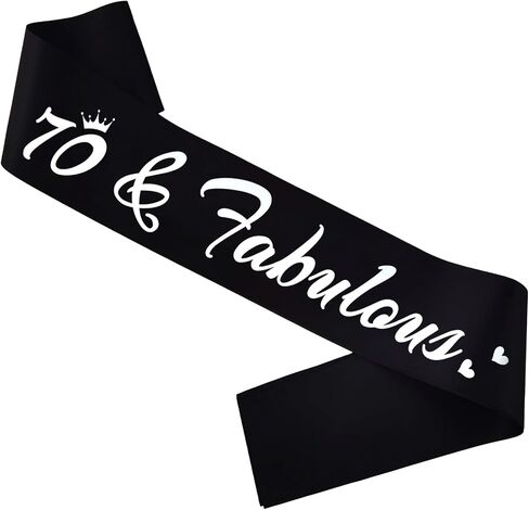 70 & Fabulous Birthday Sash, 70th Birthday Gifts idea for women, Funny 70th Birthday Party Suppiles, Purple+ Silver(70 & Fabulous) in Saudi Arabia