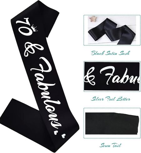 70 & Fabulous Birthday Sash, 70th Birthday Gifts idea for women, Funny 70th Birthday Party Suppiles, Purple+ Silver(70 & Fabulous) in Saudi Arabia