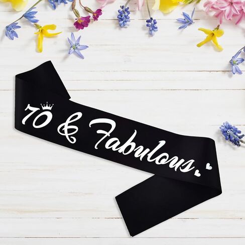 70 & Fabulous Birthday Sash, 70th Birthday Gifts idea for women, Funny 70th Birthday Party Suppiles, Purple+ Silver(70 & Fabulous) in Saudi Arabia