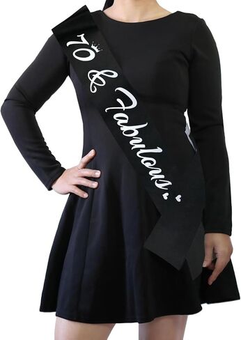 70 & Fabulous Birthday Sash, 70th Birthday Gifts idea for women, Funny 70th Birthday Party Suppiles, Purple+ Silver(70 & Fabulous) in Saudi Arabia