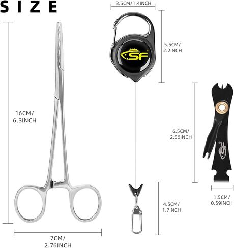 SF Fly Fishing Tools Kit Fishing Knot Tool and Line Clipper, Zinger Retractor, Hook Remover Forceps in Saudi Arabia