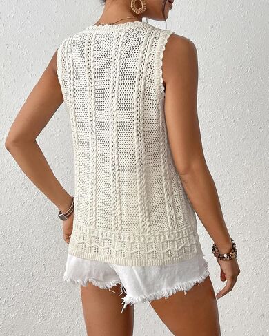 Bsubseach Womens crochet بلا أكمام أعلى الصيف جوفاء خارج الكروشيه سترة سترة الشبكات التغطية الشاطئ in Kuwait
