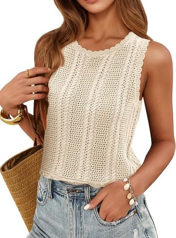Women's Beach Cover Up Sleeveless Crochet Vest Summer Lightweight Hollow Out Mesh Sweater Top Vacation Swimwear 2025 in Kuwait