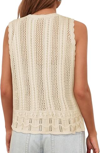 Women's Beach Cover Up Sleeveless Crochet Vest Summer Lightweight Hollow Out Mesh Sweater Top Vacation Swimwear 2025 in Kuwait