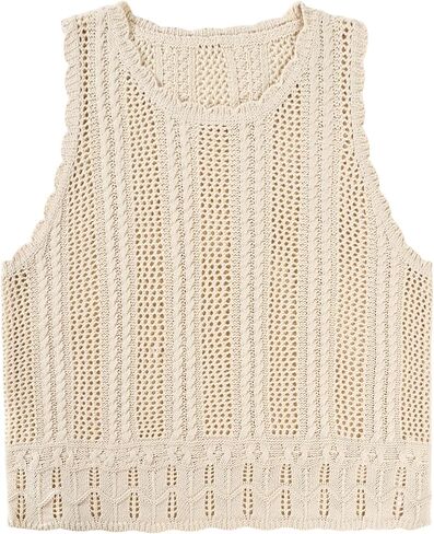 Women's Beach Cover Up Sleeveless Crochet Vest Summer Lightweight Hollow Out Mesh Sweater Top Vacation Swimwear 2025 in Kuwait