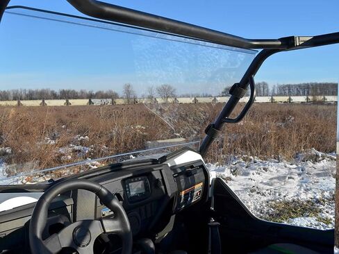 SuperATV Heavy-Duty Full Windshield for 2016+ Kawasaki Teryx 800 / 4 800 / 2021+ Teryx S / Teryx S 4 | Rattle-Free Fit |1/4" Thick Clear Polycarbonate that is 250x Stronger than Glass | USA Made in Saudi Arabia