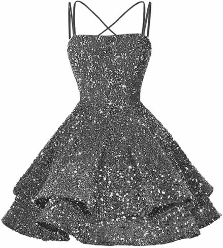 Sequin Short Square Neck Homecoming Dress for Teen Sparkly Prom Dress Sweet 16 Photo Shoot Cocktail Gowns RO205 in Saudi Arabia