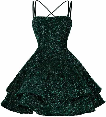 Sequin Short Square Neck Homecoming Dress for Teen Sparkly Prom Dress Sweet 16 Photo Shoot Cocktail Gowns RO205 in Saudi Arabia