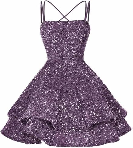 Sequin Short Square Neck Homecoming Dress for Teen Sparkly Prom Dress Sweet 16 Photo Shoot Cocktail Gowns RO205 in Saudi Arabia