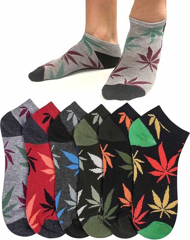 12 Pairs Novelty 420 Gift Socks Smoker Leaf Pot Ankle Casual Low Cut Men 9-11 in Saudi Arabia