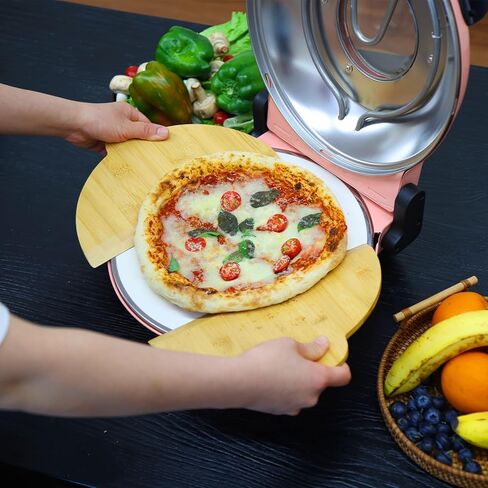 فرن البيتزا، فرن بيتزا كهربائي 12 بوصة، آلة صنع البيتزا بفرن البيتزا الحجري للمنزل مع مجاديف بيتزا خشبية وقطاعة بيتزا وقفازات in Kuwait