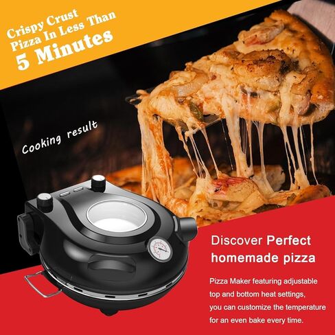 فرن البيتزا، فرن بيتزا كهربائي 12 بوصة، آلة صنع البيتزا بفرن البيتزا الحجري للمنزل مع مجاديف بيتزا خشبية وقطاعة بيتزا وقفازات in Kuwait