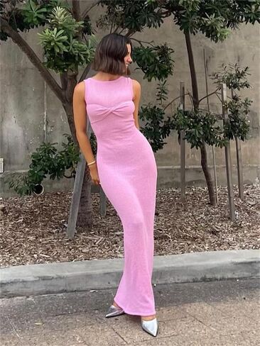 Aibearty Women's Women's Mesh Treedless Bodycon Dress Sexy Twist Knot See من خلال الكروشيه Maxi Dress Beach Bikini Cove in Saudi Arabia