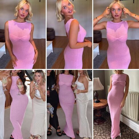Aibearty Women's Women's Mesh Treedless Bodycon Dress Sexy Twist Knot See من خلال الكروشيه Maxi Dress Beach Bikini Cove in Saudi Arabia
