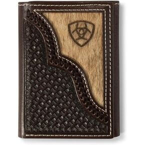 ARIAT Men's Brindled Calf Hair Leather Trifold Wallet in Kuwait