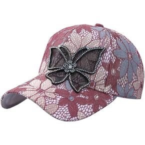 Women's Sun Hat Shiny Rhinestone Inlaid Baseball Cap Fashionable Lace Embroidery Lightweight Breathable Sunshade in Kuwait