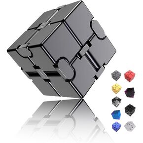 لعبة فيدجيت كيوب معدنية إنفينيتي - مكعب قلاب من سبائك الألومنيوم مضاد للتوتر والقلق للبالغين والرجال والنساء، لعبة مكتب مثالية للعمل أو المنزل - لعبة مكتب مكعب إنفينيتي (أسود) in Kuwait